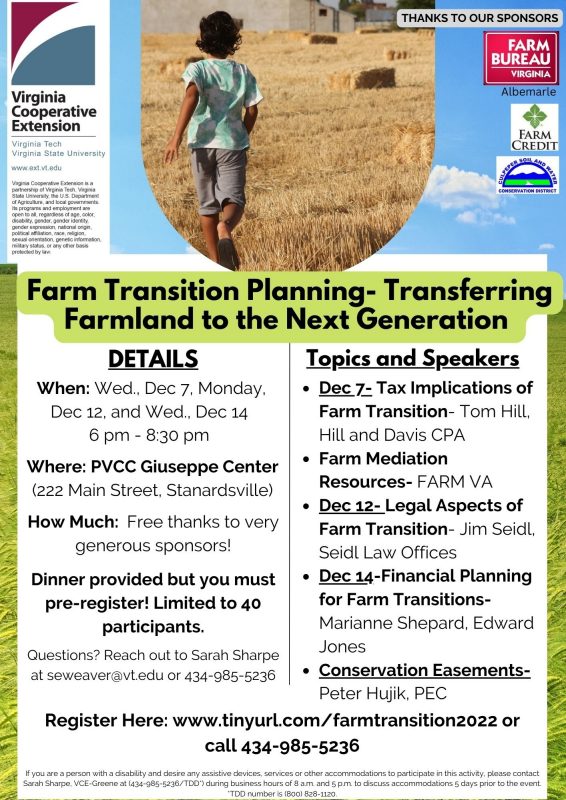 Farm Transition Planning- Transferring Farmland to the Next Generation